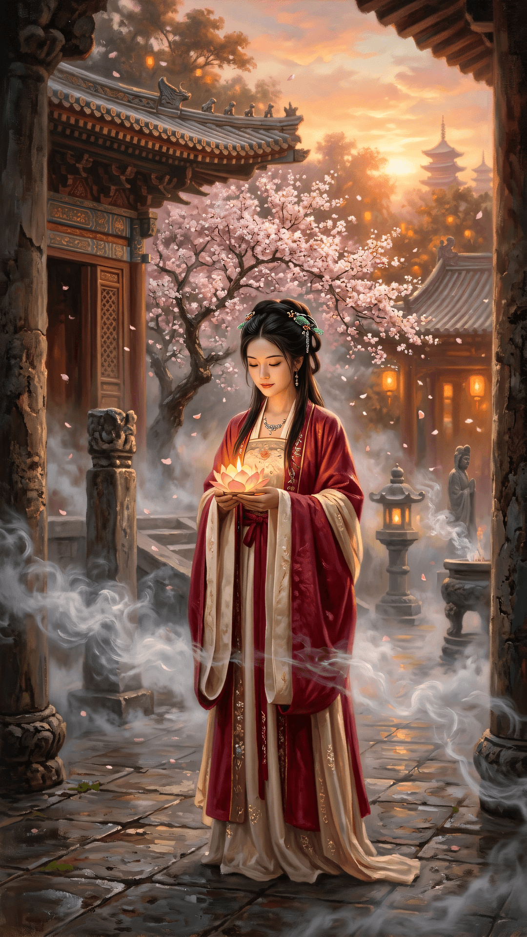 万物荣枯皆有常，清明微雨悟真如。世间纷扰随风去，心灯一盏照归途。