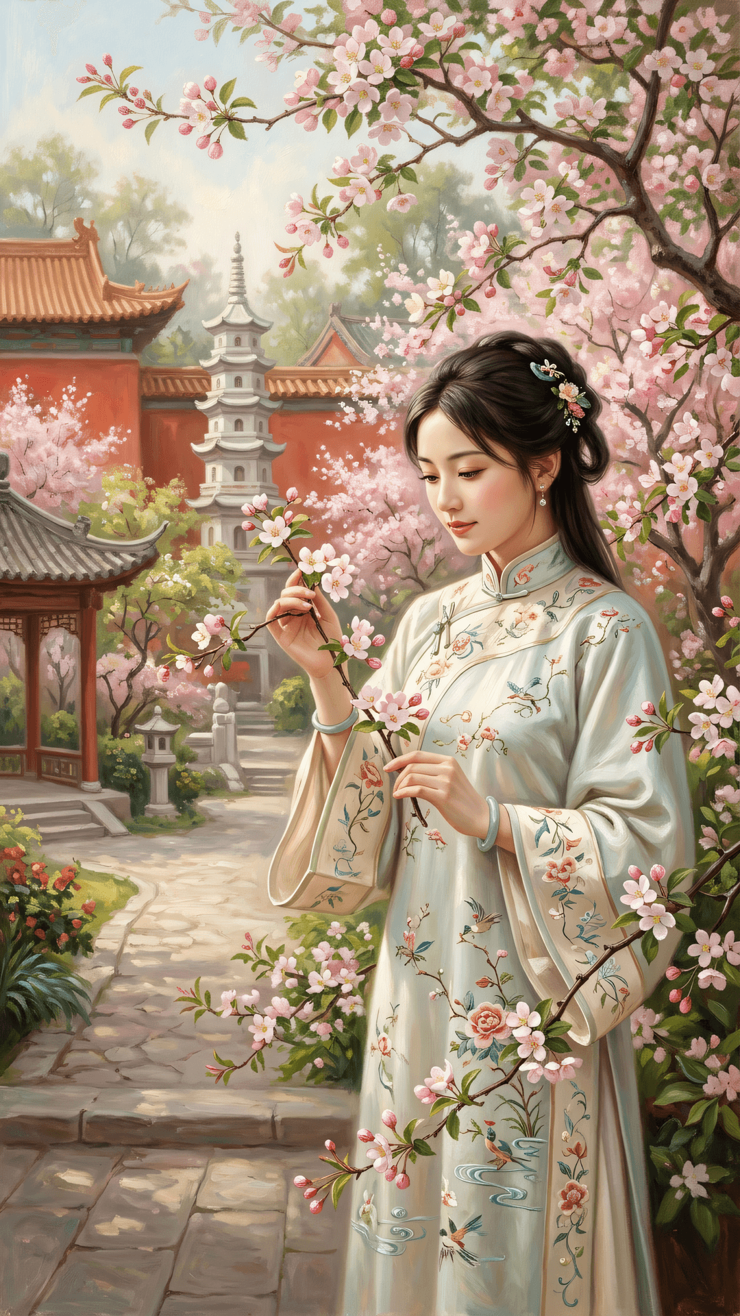 万象森罗映远空，随缘赴感不离宗。根扎深山心许国，一枝红药对春风。