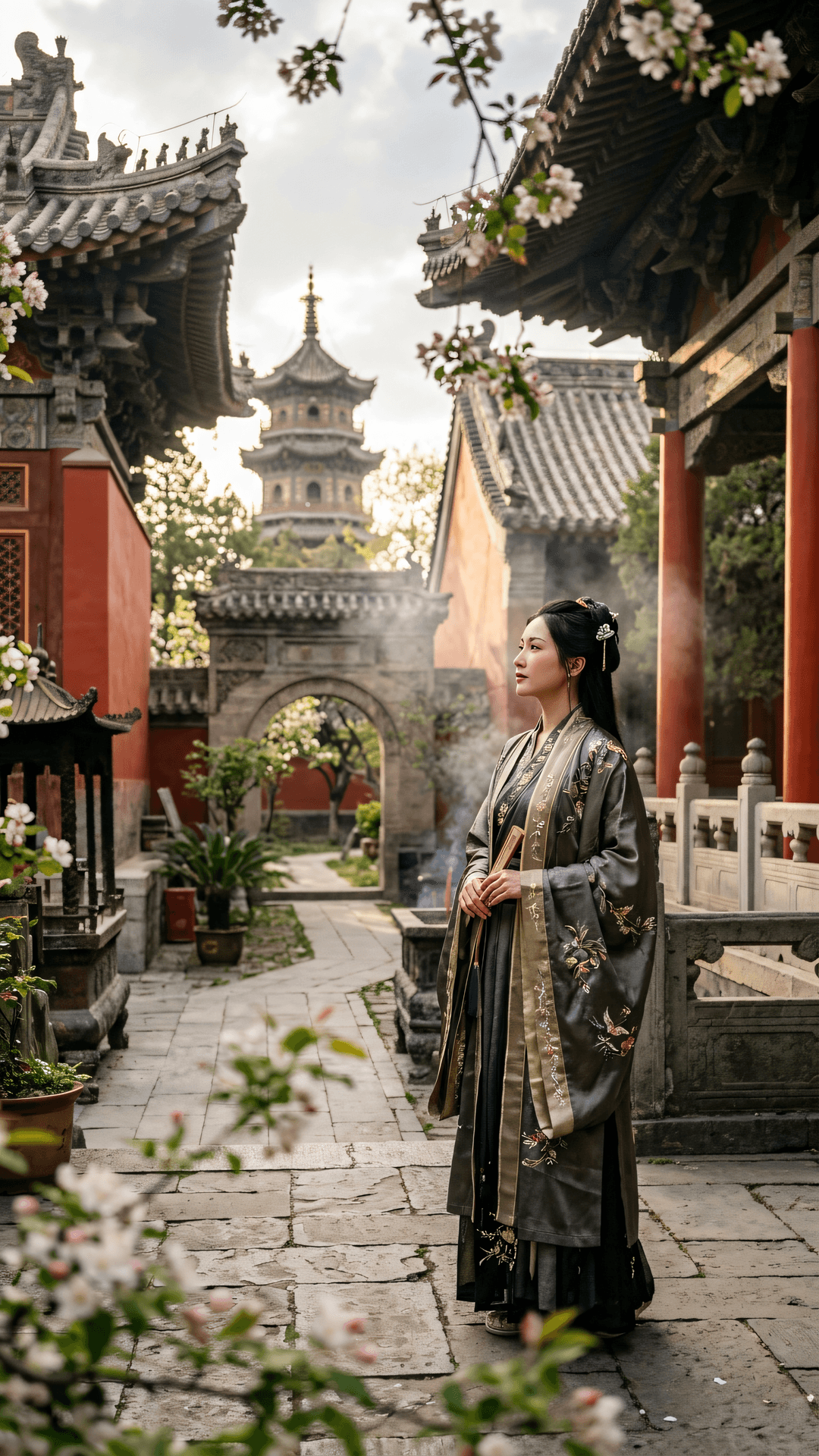 春色无边演妙音，红墙影里契真心。形神俱健归圆觉，愿力常随不老林。