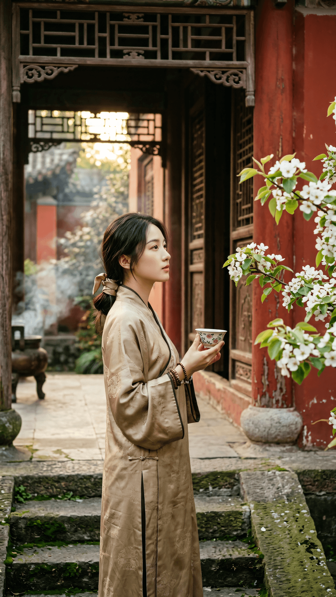 灵丹化病由心药，化雨消锋始觉春。万汇生机当此际，红墙疏影转法轮。