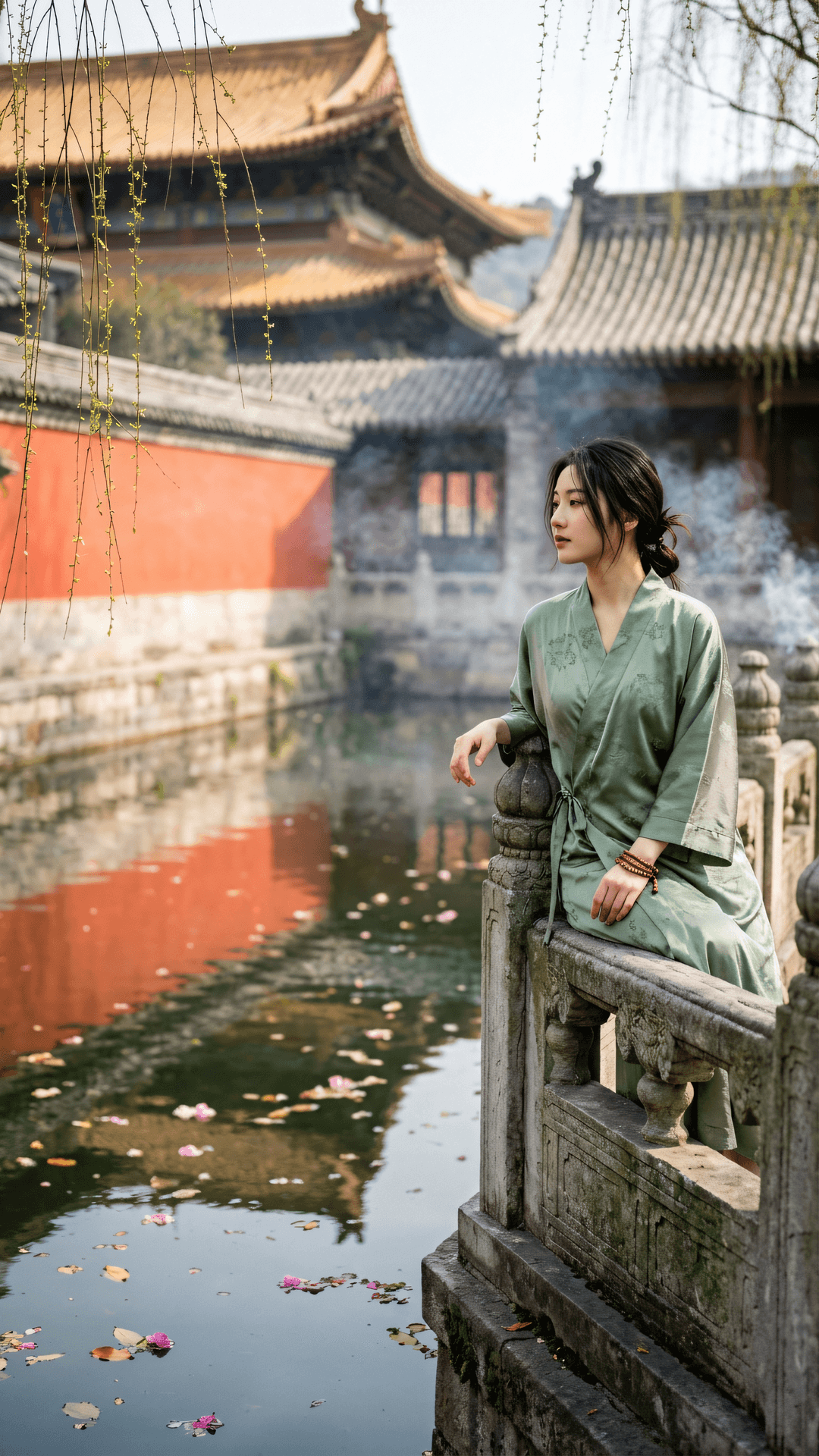 万古长河，当下即新。看取杨柳依依，春色正浓。心若无染，则四时皆是清凉境。