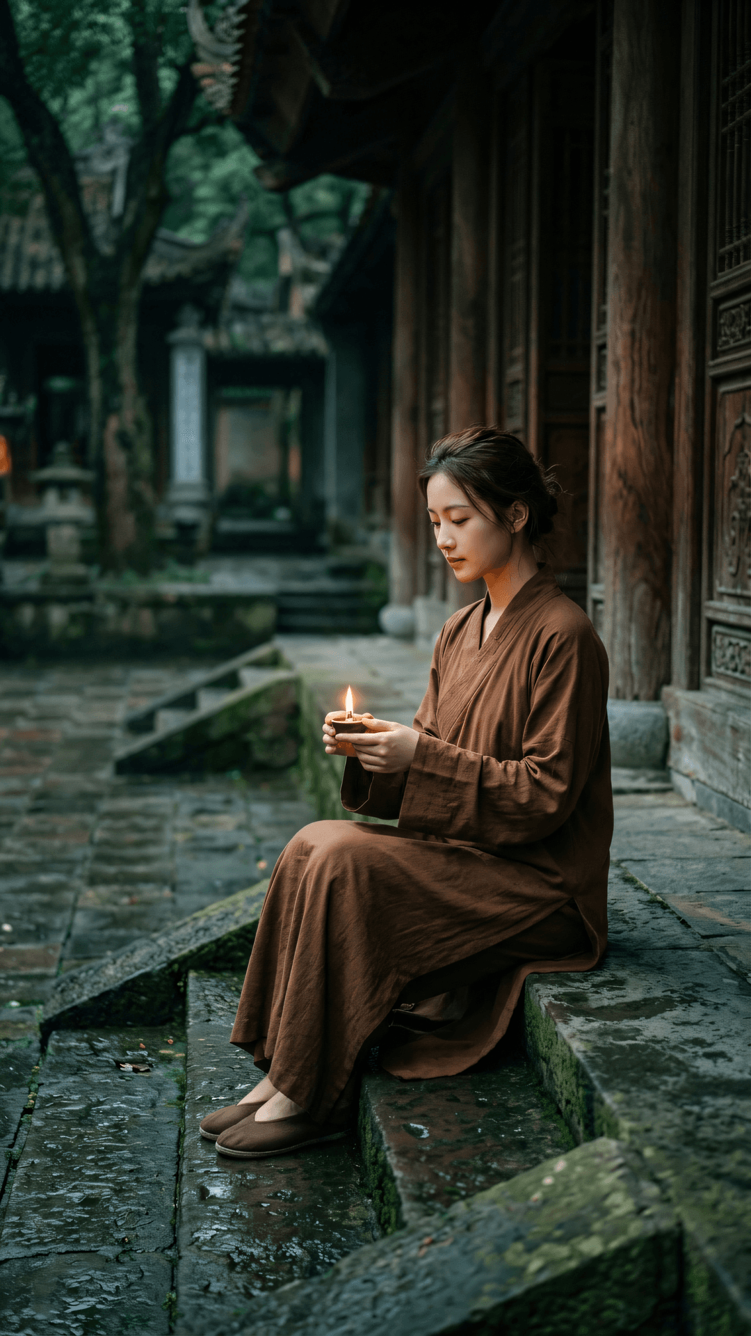 万汇喧嚣，心源湛寂；波涌四海，明月自横。如如不动，应物无方。