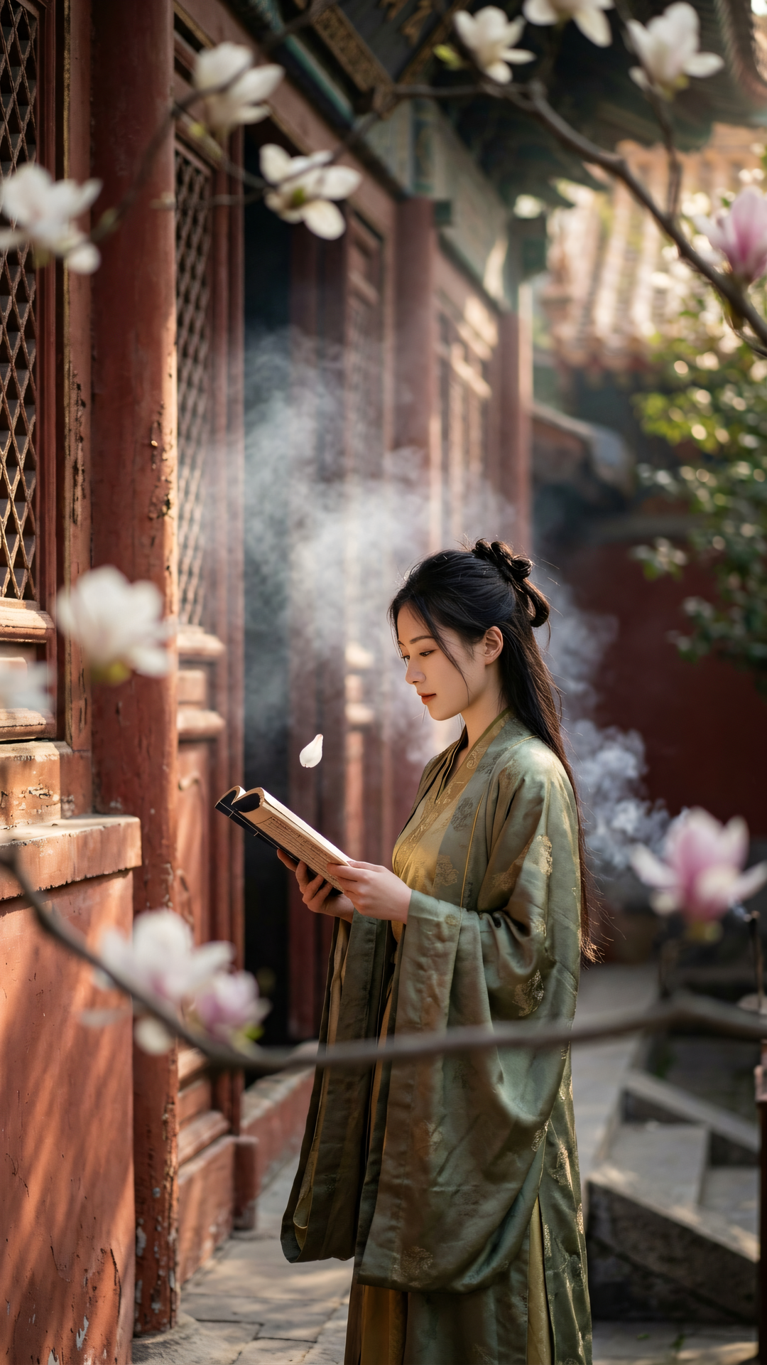 般若如春花，遍开无尽意。心随书卷展，法在芳草间。