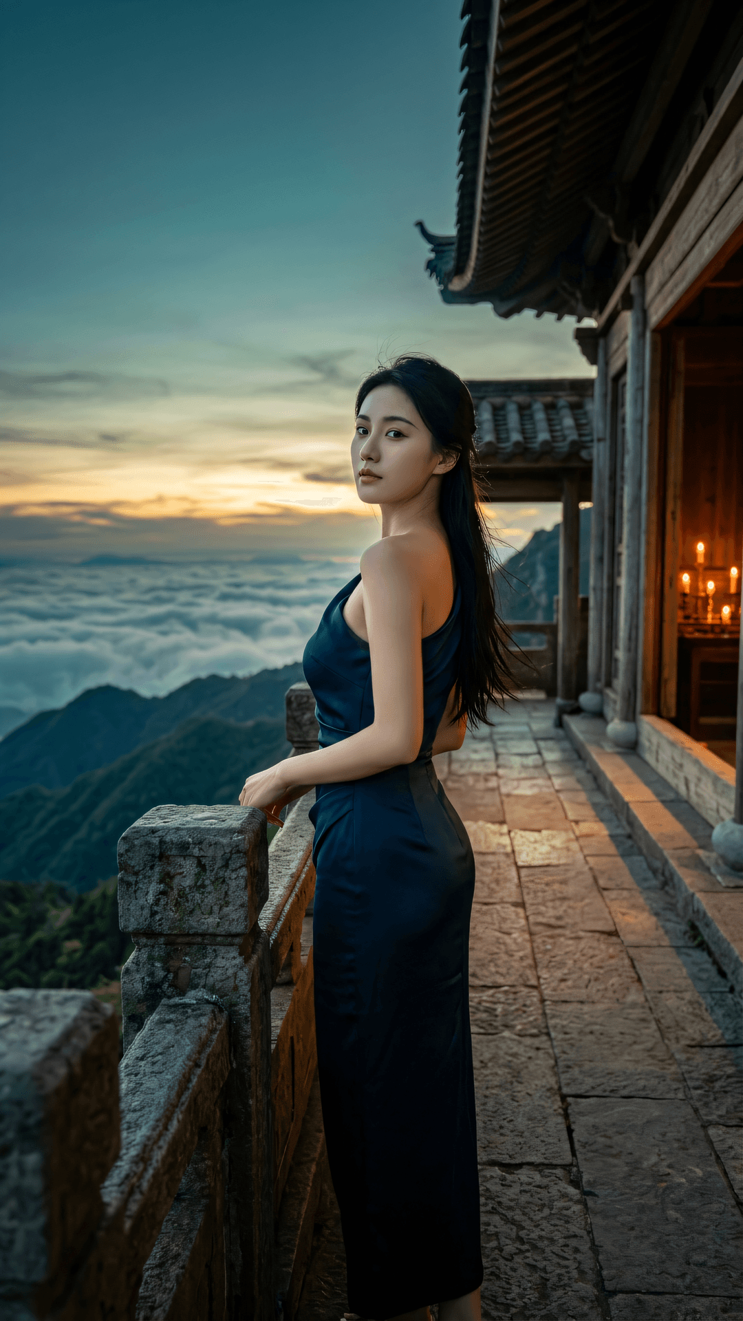 万里无云万里天，何须执念旧时烟。心归当下随缘去，一步清风一步莲。