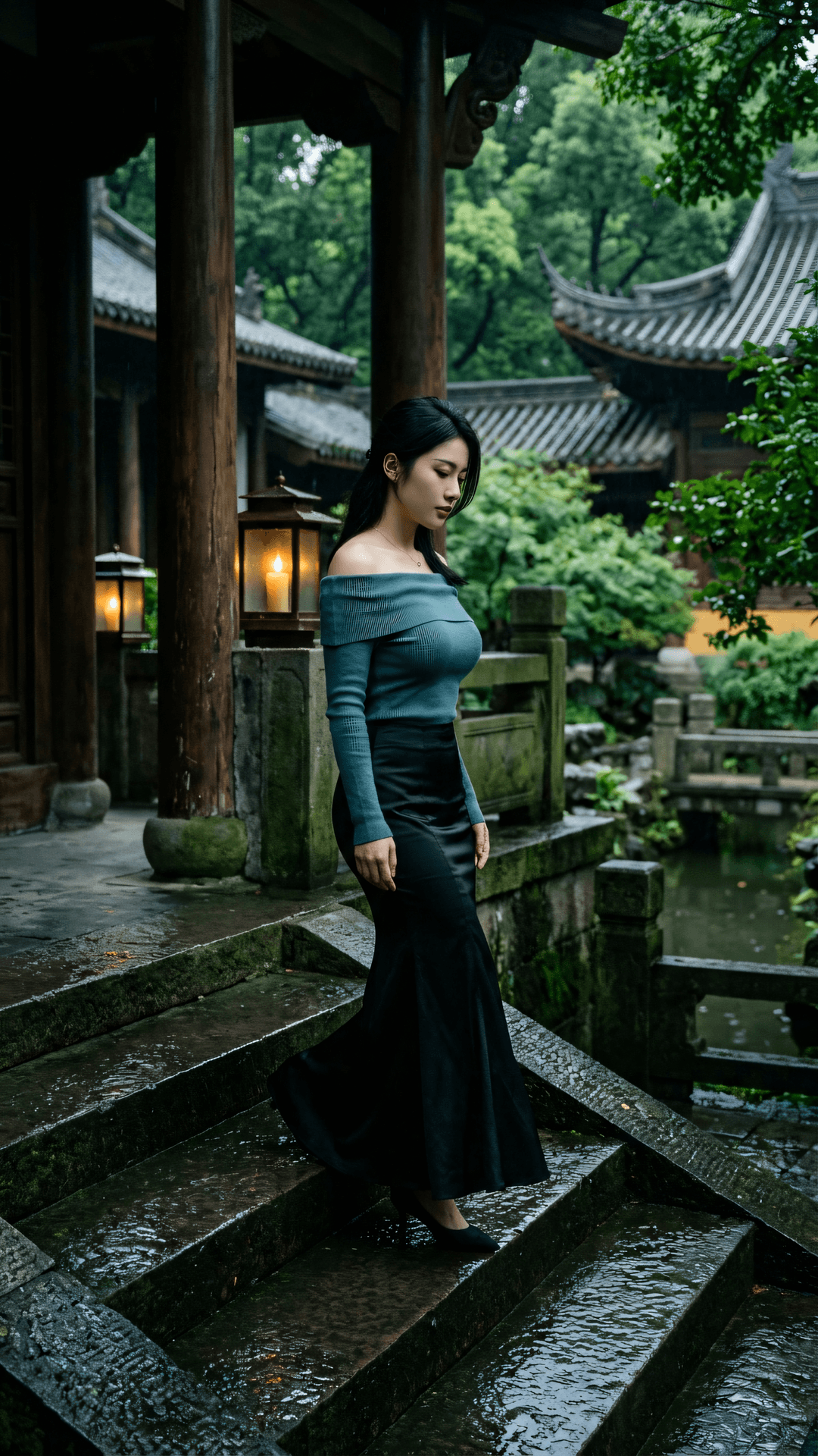 身在万物中，心在万物外。雨后石阶冷，正好洗尘埃。
