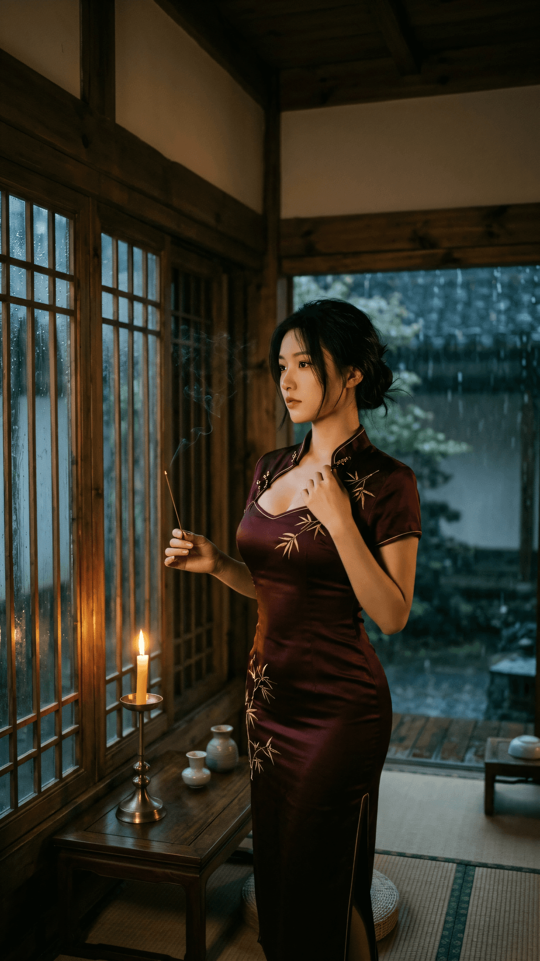 独坐闲房，观心自照，无伴胜有伴；佛声如磐，唤醒自性，离忧即心安。